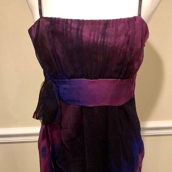 LAUNDRY SHELLI SEGAL Purple Silk Dress With Gentle Darting & Layers Sz 10 NWT - Picture 10 of 13